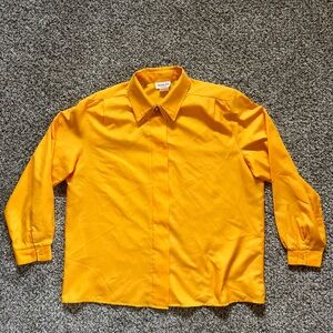 Lauren Lee Women’s XL Long Sleeve Button Up Blouse Shirt Mustard Yellow Vintage